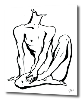 Yoga Man. Hand drawn Illustration