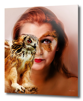 woman and owl