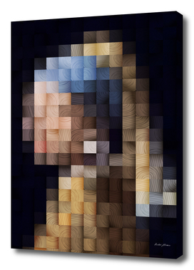 Girl with a Pearl Earring Wood Mosaic