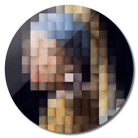 Girl with a Pearl Earring Wood Mosaic