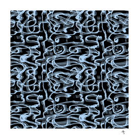 abstract art blue dots dashes