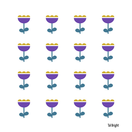 Geometric minimal flower - Retro floral pattern purple
