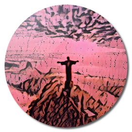 Brazil Christ the Redeemer Artistic Illustration Pink