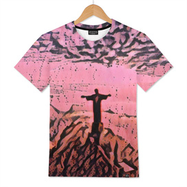 Brazil Christ the Redeemer Artistic Illustration Pink