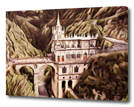 Colombia Las Lajas Sanctuary Artistic Illustration Sl