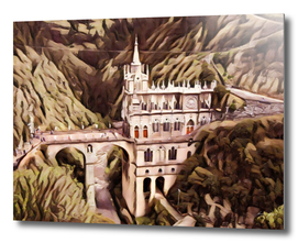 Colombia Las Lajas Sanctuary Artistic Illustration Sl