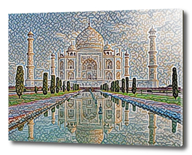 India Taj Mahal Artistic Illustration Carpet Style
