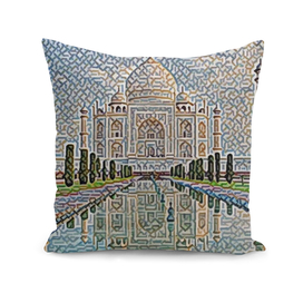 India Taj Mahal Artistic Illustration Carpet Style