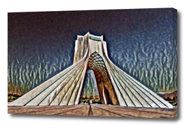 Iran Azadi Tower Artistic Illustration Relief Style