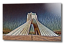 Iran Azadi Tower Artistic Illustration Relief Style