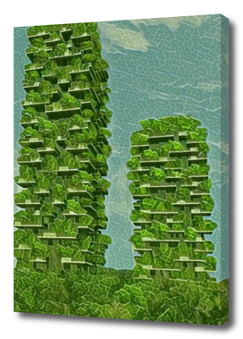 Italy Bosco Verticale Artistic Illustration Green Lea
