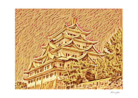 Japan Nagoya Castle Artistic Illustration Matches Sty