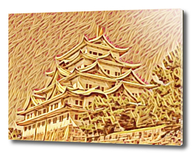 Japan Nagoya Castle Artistic Illustration Matches Sty