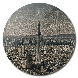Japan Tokyo Skytree Artistic Illustration Pebbles Sty