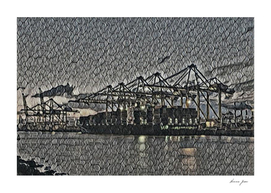 Netherlands Rotterdam Harbour Artistic Illustration B