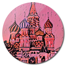 Russia Moscow Saint Basil's Cathedral Artistic Illust