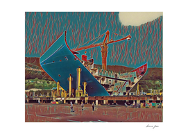South Korea Maersk Building Artistic Illustration Mar