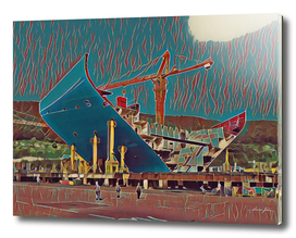 South Korea Maersk Building Artistic Illustration Mar