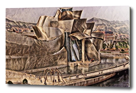 Spain Bilbao Guggenheim Museum Artistic Illustration