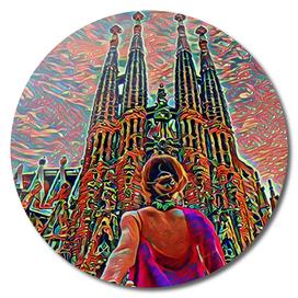 Spain Sagrada Familia Artistic Illustration Corrosive