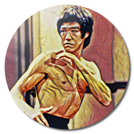 Bruce Lee Fighting Artistic Illustration Red Dragon S