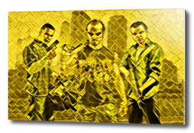 Grand Theft Auto V Trio Artistic Illustration Golden