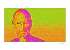 Steve Jobs Artistic Illustration Flourescent Style