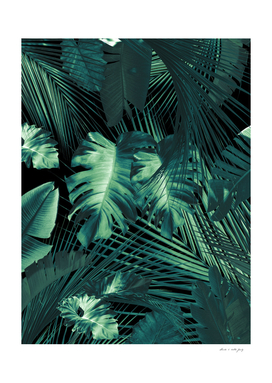 Tropical Jungle Night Leaves Siesta #1 #tropical #decor #art