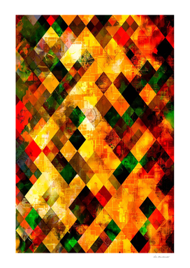 geometric pixel square pattern abstract art in brown green