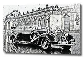 Antique Car Draw Aristocratic Palace Model War Period