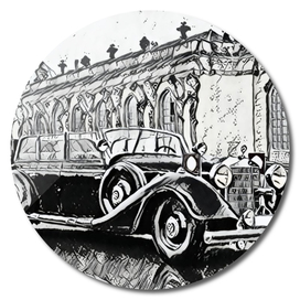 Antique Car Draw Aristocratic Palace Model War Period