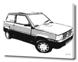 Old Italian Car blueprint black white three-dimension