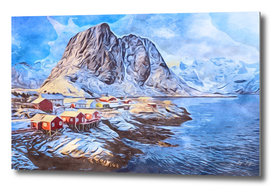 The Lofoten Islands superficially frozen huts exposed