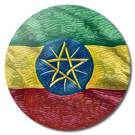 Ethiopia Flag Long Bricks Pieces Stars Stamp Mountain
