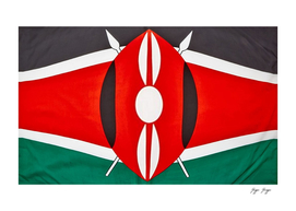 Kenya Flag Enlarged Front Shield Spear Defense Africa
