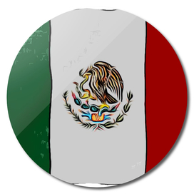 Mexico Flag Stamp Mark Tricolr Bird Reflective Surfac