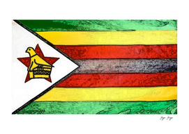 Zimbabwe Flag Drawing Extrapolated Solid Brick Eagle
