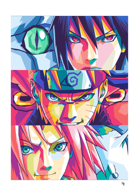 Naruto, sasuke & sakura in pop art