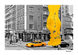 NYC Yellow Cabs - Bagel Cafe - Brush Stroke