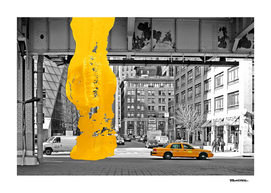 NYC Yellow Cabs - Fish Market  - Brush Stroke