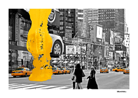 NYC Yellow Cabs - Times Square I - Brush Stroke