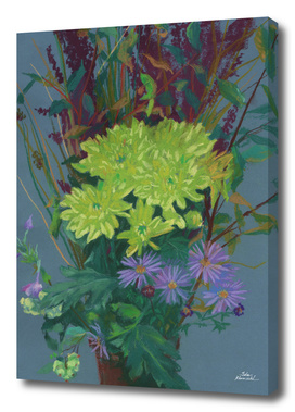 Yellow Chrysanthemum, Autumn Flowers, Floral Painting