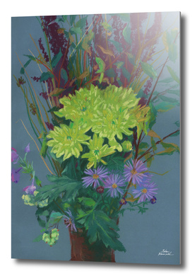 Yellow Chrysanthemum, Autumn Flowers, Floral Painting