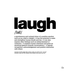 define LAUGH in white