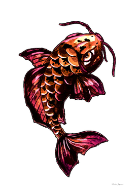 Bronze Koi Karp Fish Tattoo