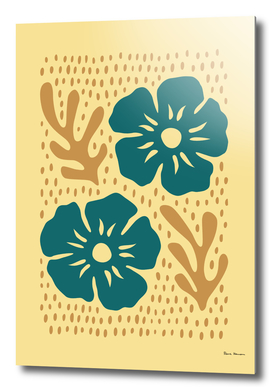 Silhouette Flowers Turquoise
