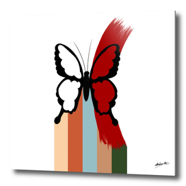 Butterfly with red brush stroke