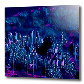 Elven city, sleeping soundly, purple-lilac night, city,