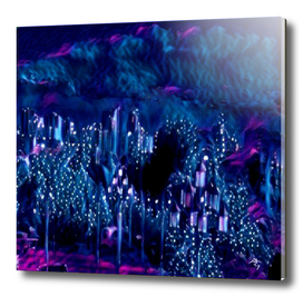 Elven city, sleeping soundly, purple-lilac night, city,