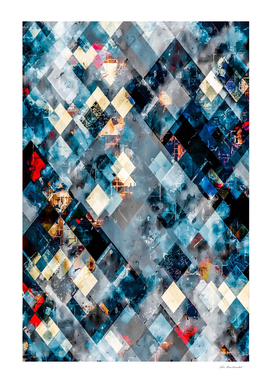 blue geometric pixel square pattern abstract art